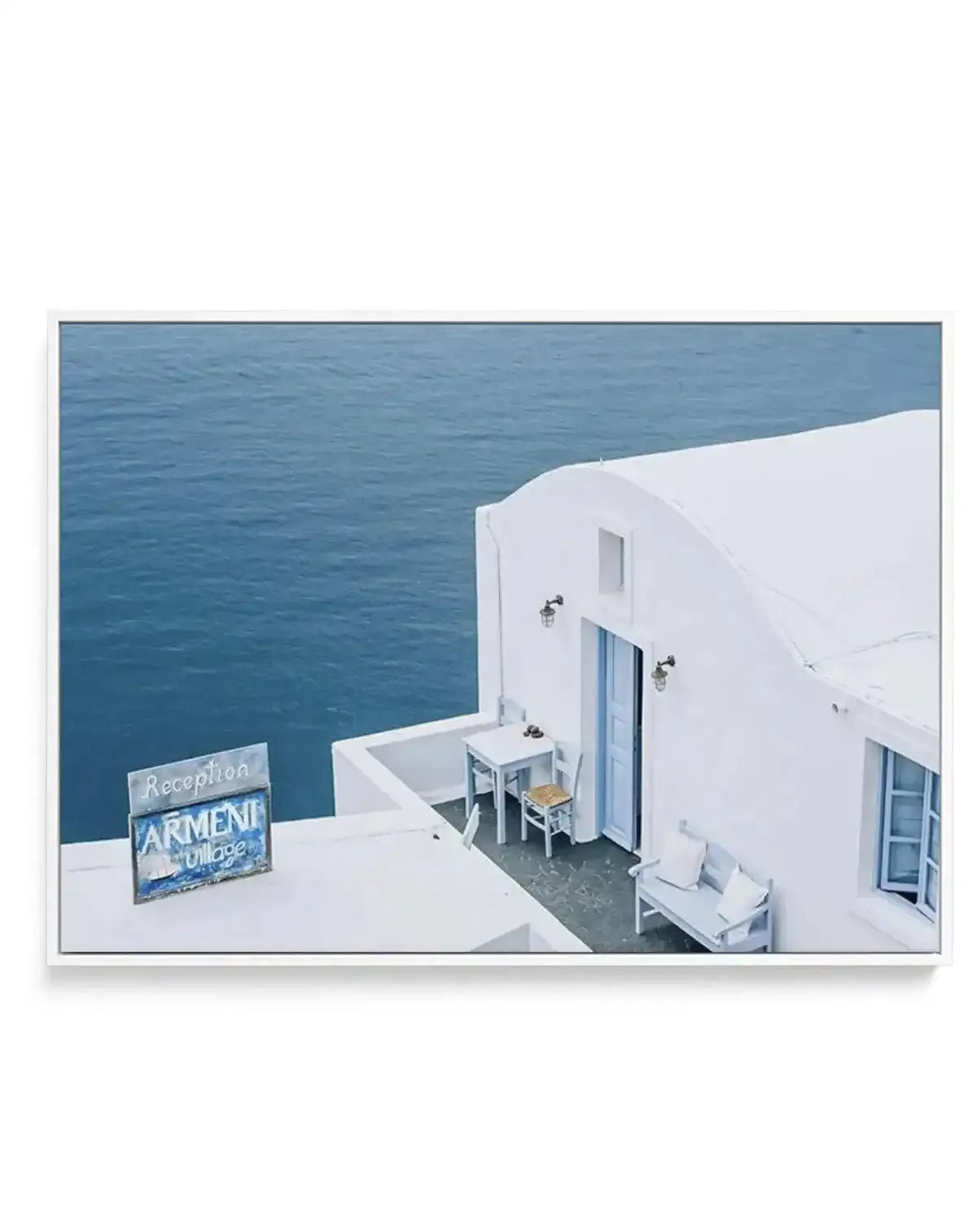 Santorini Blues | LS | Framed Canvas-Shop Greece Wall Art Prints Online with Olive et Oriel - Our collection of Greek Islands art prints offer unique wall art including blue domes of Santorini in Oia, mediterranean sea prints and incredible posters from Milos and other Greece landscape photography - this collection will add mediterranean blue to your home, perfect for updating the walls in coastal, beach house style. There is Greece art on canvas and extra large wall art with fast, free shipping