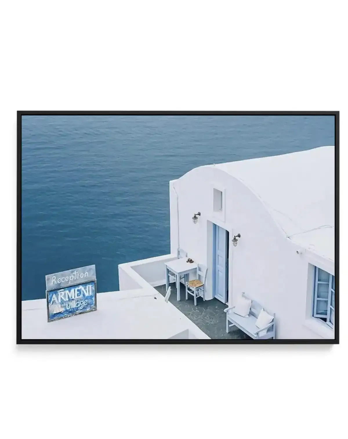 Santorini Blues | LS | Framed Canvas-Shop Greece Wall Art Prints Online with Olive et Oriel - Our collection of Greek Islands art prints offer unique wall art including blue domes of Santorini in Oia, mediterranean sea prints and incredible posters from Milos and other Greece landscape photography - this collection will add mediterranean blue to your home, perfect for updating the walls in coastal, beach house style. There is Greece art on canvas and extra large wall art with fast, free shipping