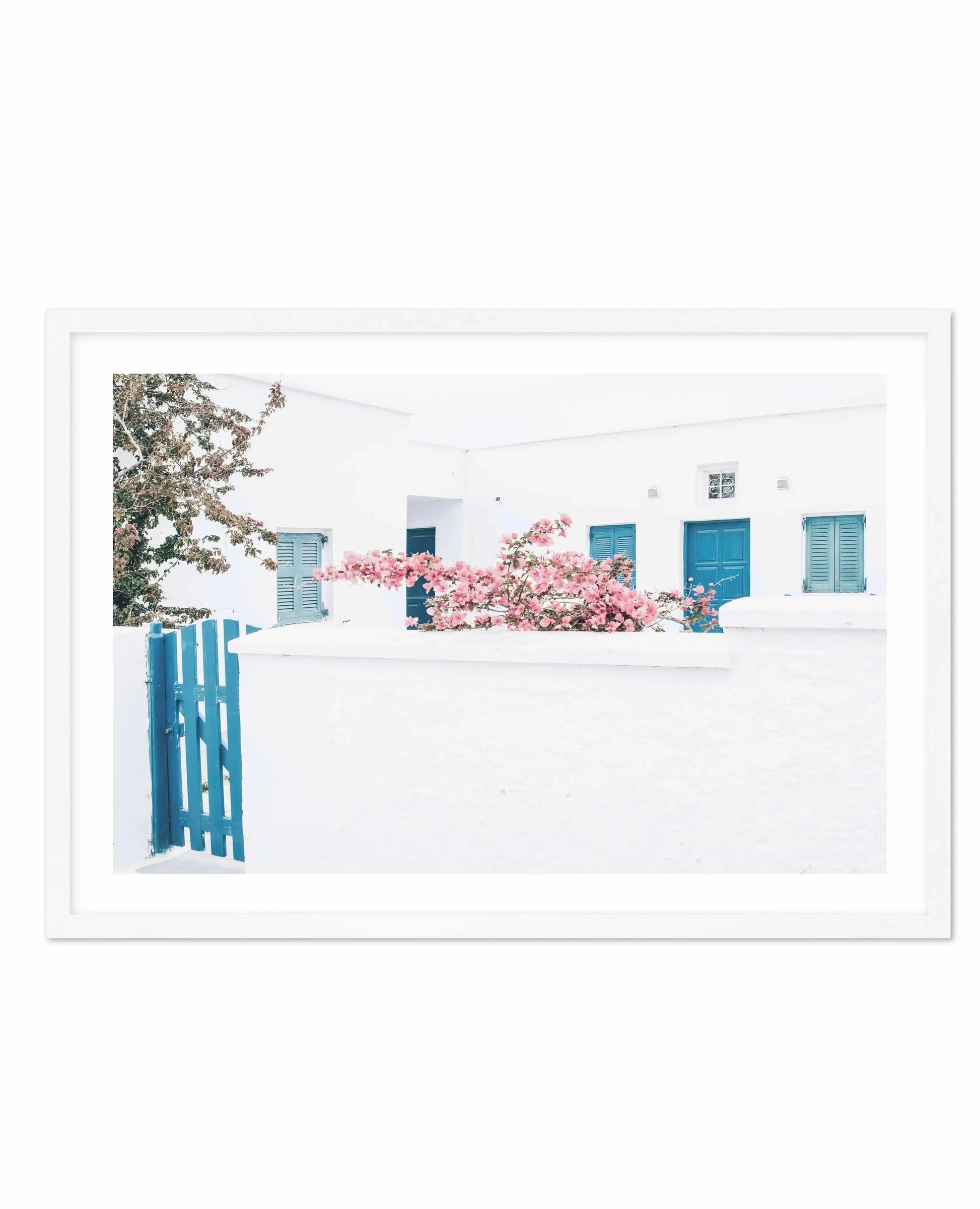 Santorini In Spring Art Print-Shop Greece Wall Art Prints Online with Olive et Oriel - Our collection of Greek Islands art prints offer unique wall art including blue domes of Santorini in Oia, mediterranean sea prints and incredible posters from Milos and other Greece landscape photography - this collection will add mediterranean blue to your home, perfect for updating the walls in coastal, beach house style. There is Greece art on canvas and extra large wall art with fast, free shipping across