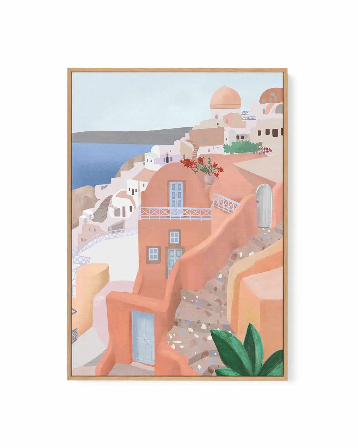 Santorini Steps, Greece by Petra Lizde | Framed Canvas Art Print from Olive et Oriel where you can shop wallpaper and artworks online