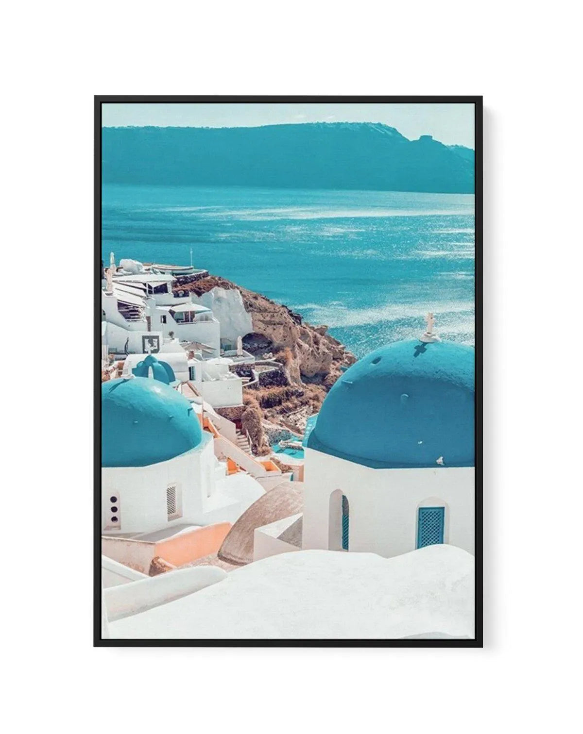 Santorini Sunrise I | PT | Framed Canvas-Shop Greece Wall Art Prints Online with Olive et Oriel - Our collection of Greek Islands art prints offer unique wall art including blue domes of Santorini in Oia, mediterranean sea prints and incredible posters from Milos and other Greece landscape photography - this collection will add mediterranean blue to your home, perfect for updating the walls in coastal, beach house style. There is Greece art on canvas and extra large wall art with fast, free ship