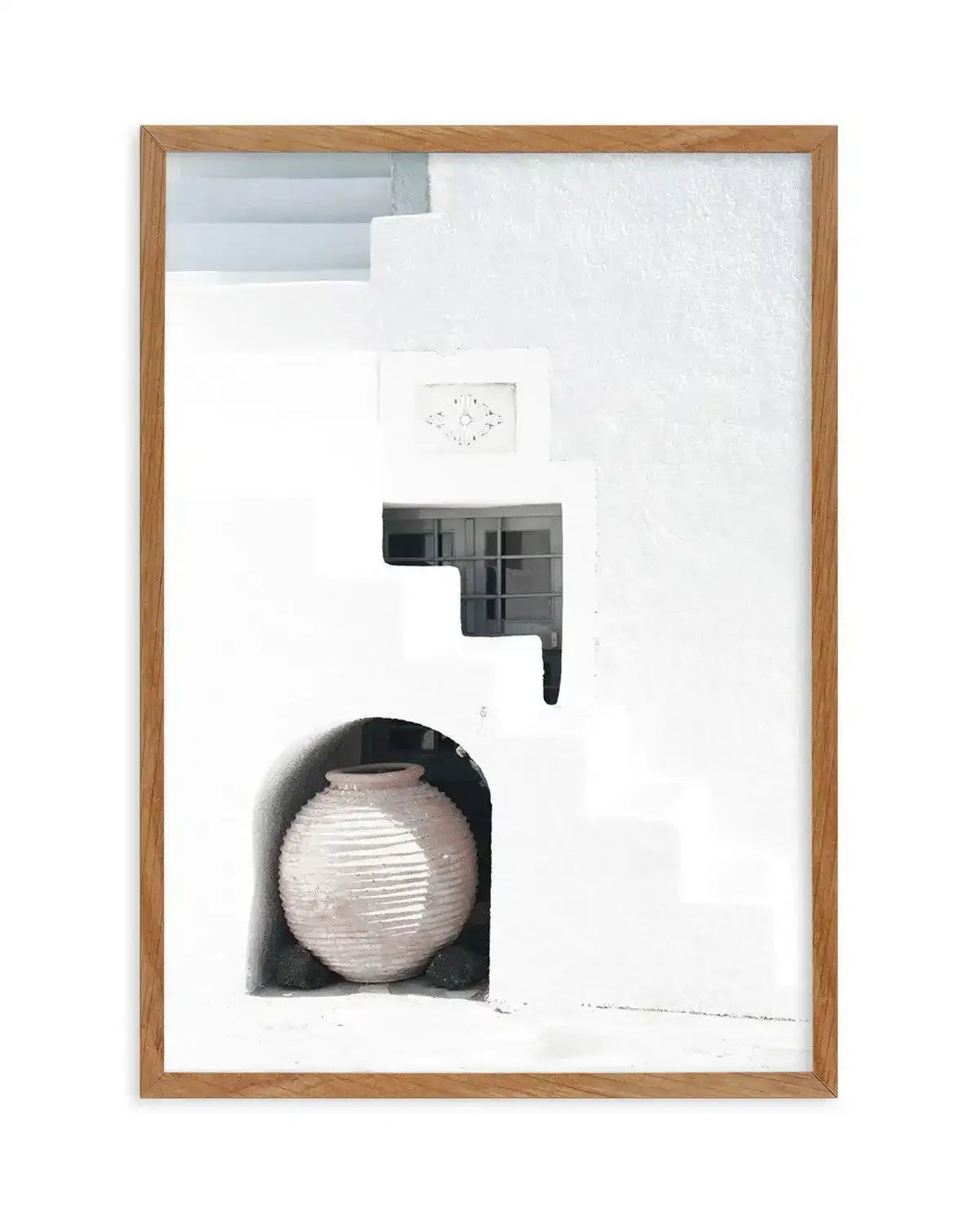 Santorini Urn Art Print-Shop Greece Wall Art Prints Online with Olive et Oriel - Our collection of Greek Islands art prints offer unique wall art including blue domes of Santorini in Oia, mediterranean sea prints and incredible posters from Milos and other Greece landscape photography - this collection will add mediterranean blue to your home, perfect for updating the walls in coastal, beach house style. There is Greece art on canvas and extra large wall art with fast, free shipping across Austr