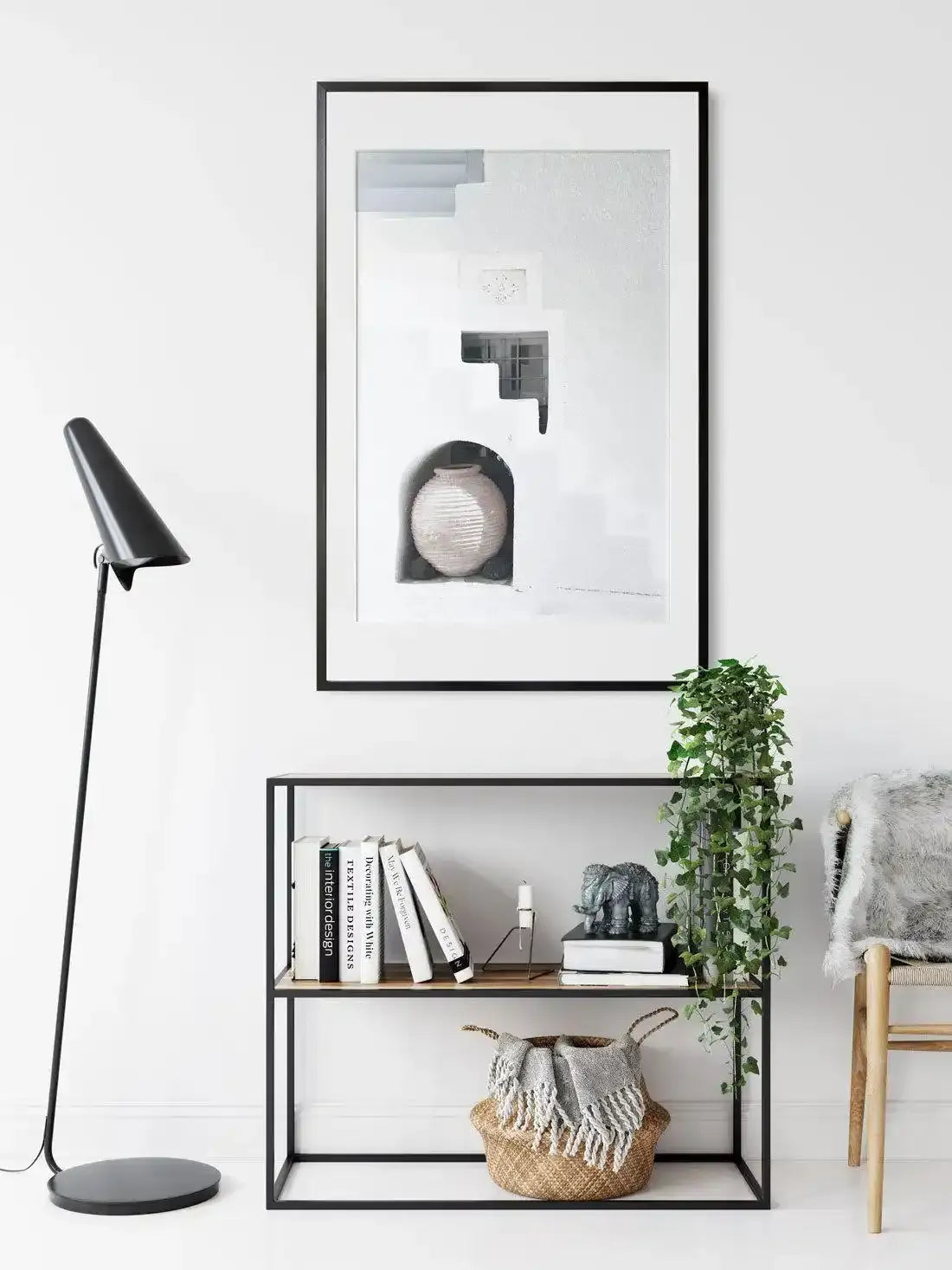 Santorini Urn Art Print-Shop Greece Wall Art Prints Online with Olive et Oriel - Our collection of Greek Islands art prints offer unique wall art including blue domes of Santorini in Oia, mediterranean sea prints and incredible posters from Milos and other Greece landscape photography - this collection will add mediterranean blue to your home, perfect for updating the walls in coastal, beach house style. There is Greece art on canvas and extra large wall art with fast, free shipping across Austr