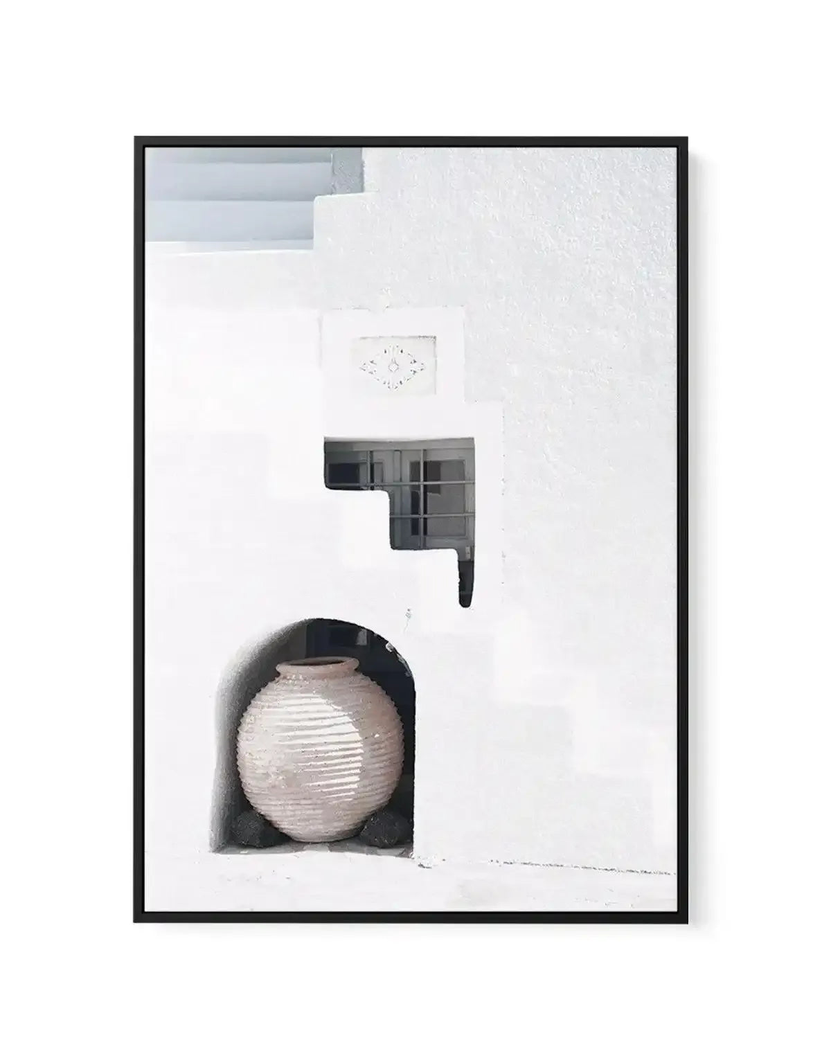 Santorini Urn | Framed Canvas-Shop Greece Wall Art Prints Online with Olive et Oriel - Our collection of Greek Islands art prints offer unique wall art including blue domes of Santorini in Oia, mediterranean sea prints and incredible posters from Milos and other Greece landscape photography - this collection will add mediterranean blue to your home, perfect for updating the walls in coastal, beach house style. There is Greece art on canvas and extra large wall art with fast, free shipping across