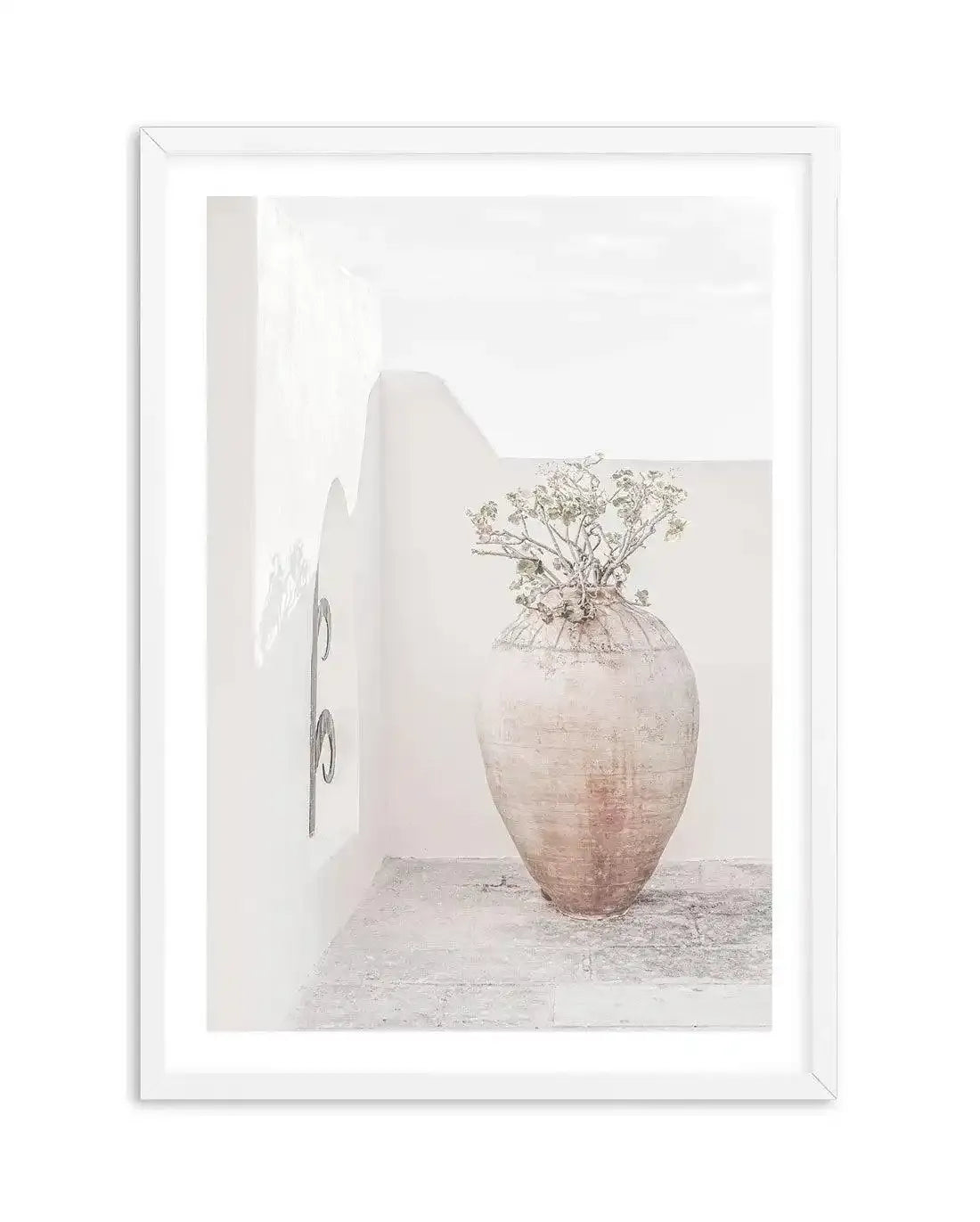 Santorini Vase Art Print-Shop Greece Wall Art Prints Online with Olive et Oriel - Our collection of Greek Islands art prints offer unique wall art including blue domes of Santorini in Oia, mediterranean sea prints and incredible posters from Milos and other Greece landscape photography - this collection will add mediterranean blue to your home, perfect for updating the walls in coastal, beach house style. There is Greece art on canvas and extra large wall art with fast, free shipping across Aust