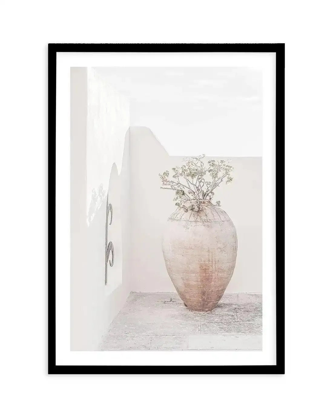 Santorini Vase Art Print-Shop Greece Wall Art Prints Online with Olive et Oriel - Our collection of Greek Islands art prints offer unique wall art including blue domes of Santorini in Oia, mediterranean sea prints and incredible posters from Milos and other Greece landscape photography - this collection will add mediterranean blue to your home, perfect for updating the walls in coastal, beach house style. There is Greece art on canvas and extra large wall art with fast, free shipping across Aust