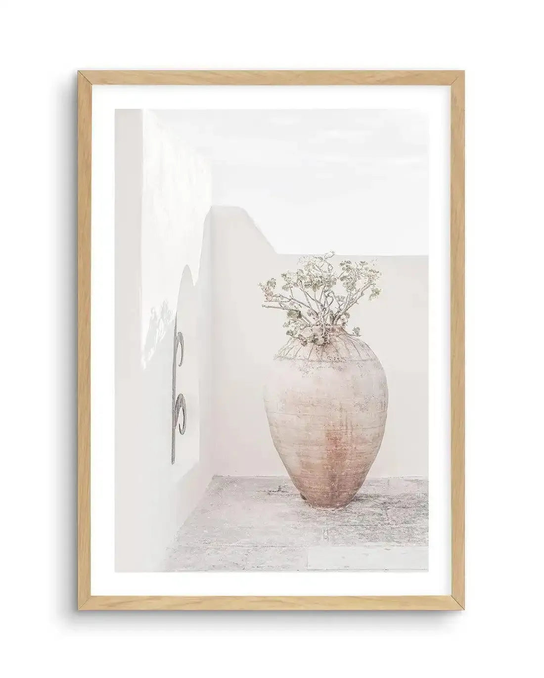 Santorini Vase Art Print-Shop Greece Wall Art Prints Online with Olive et Oriel - Our collection of Greek Islands art prints offer unique wall art including blue domes of Santorini in Oia, mediterranean sea prints and incredible posters from Milos and other Greece landscape photography - this collection will add mediterranean blue to your home, perfect for updating the walls in coastal, beach house style. There is Greece art on canvas and extra large wall art with fast, free shipping across Aust