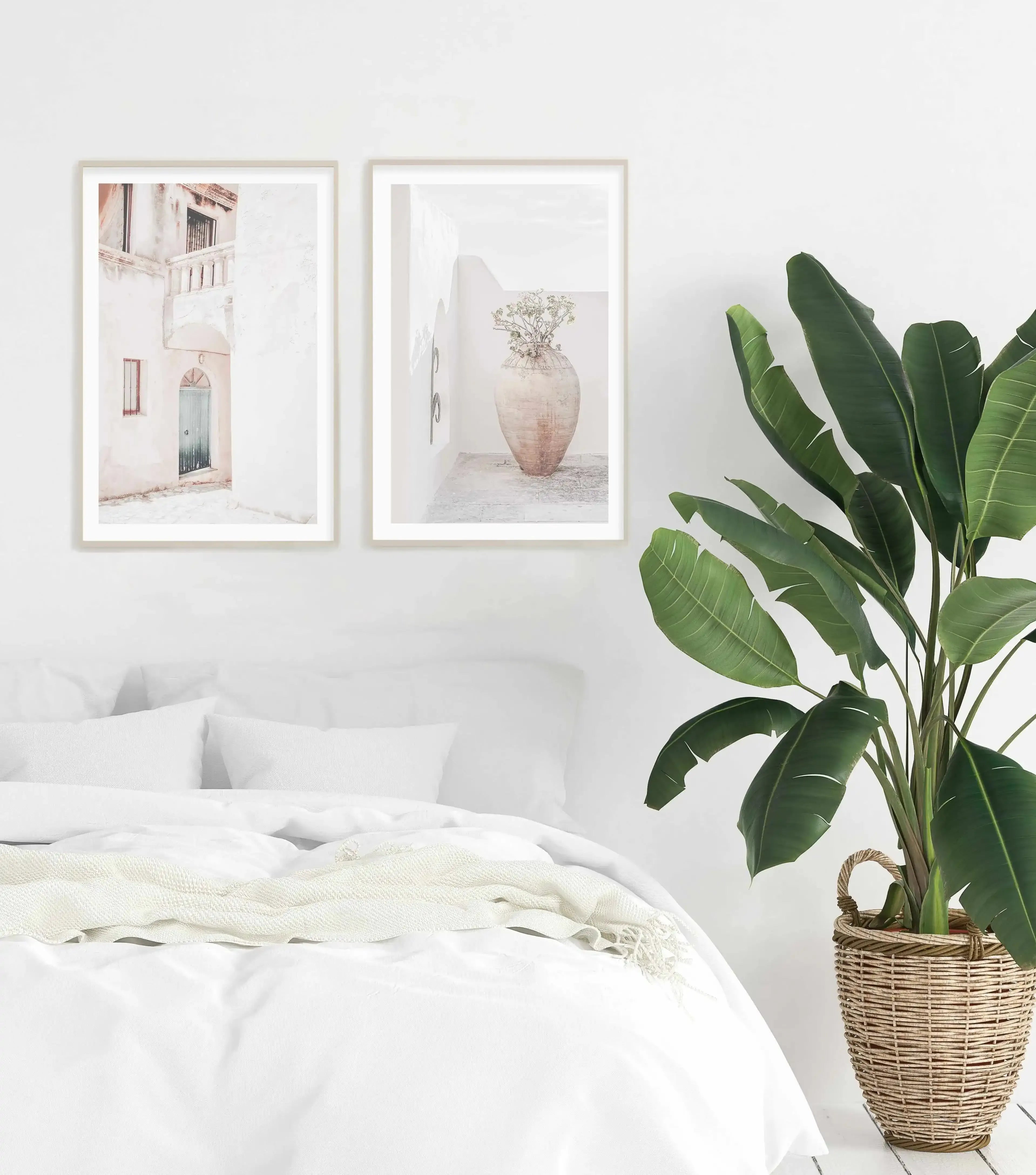 Santorini Vase Art Print-Shop Greece Wall Art Prints Online with Olive et Oriel - Our collection of Greek Islands art prints offer unique wall art including blue domes of Santorini in Oia, mediterranean sea prints and incredible posters from Milos and other Greece landscape photography - this collection will add mediterranean blue to your home, perfect for updating the walls in coastal, beach house style. There is Greece art on canvas and extra large wall art with fast, free shipping across Aust