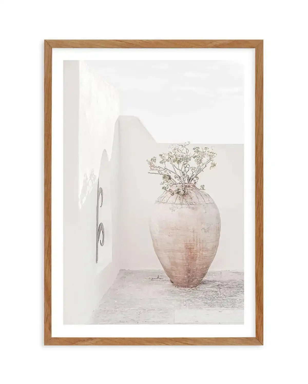 Santorini Vase Art Print-Shop Greece Wall Art Prints Online with Olive et Oriel - Our collection of Greek Islands art prints offer unique wall art including blue domes of Santorini in Oia, mediterranean sea prints and incredible posters from Milos and other Greece landscape photography - this collection will add mediterranean blue to your home, perfect for updating the walls in coastal, beach house style. There is Greece art on canvas and extra large wall art with fast, free shipping across Aust