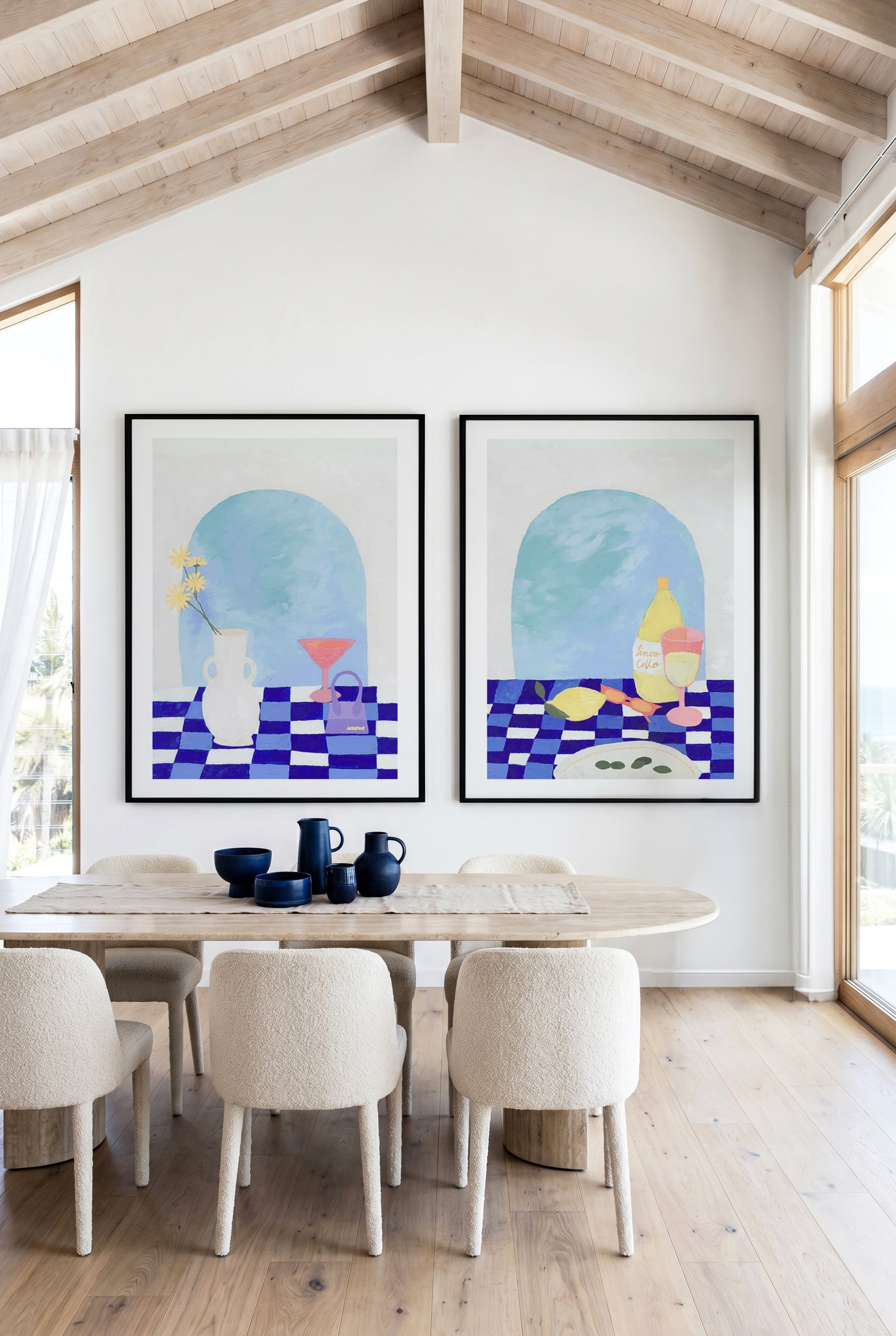 Santorini Afternoon I & II Art Print Set of 2 | Matching Wall Art