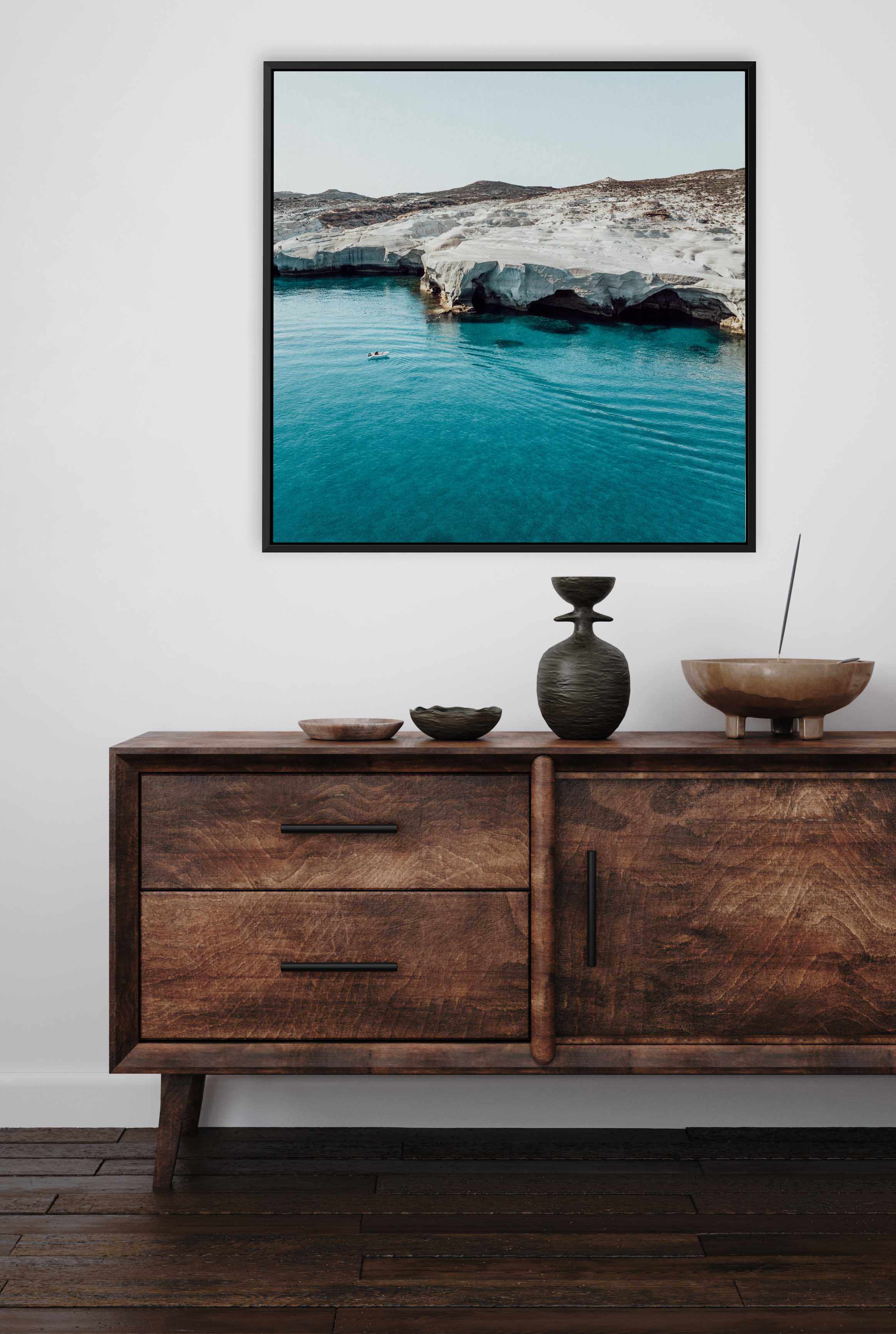 Sarakiniko Boating, Milos | Framed Canvas Art Print