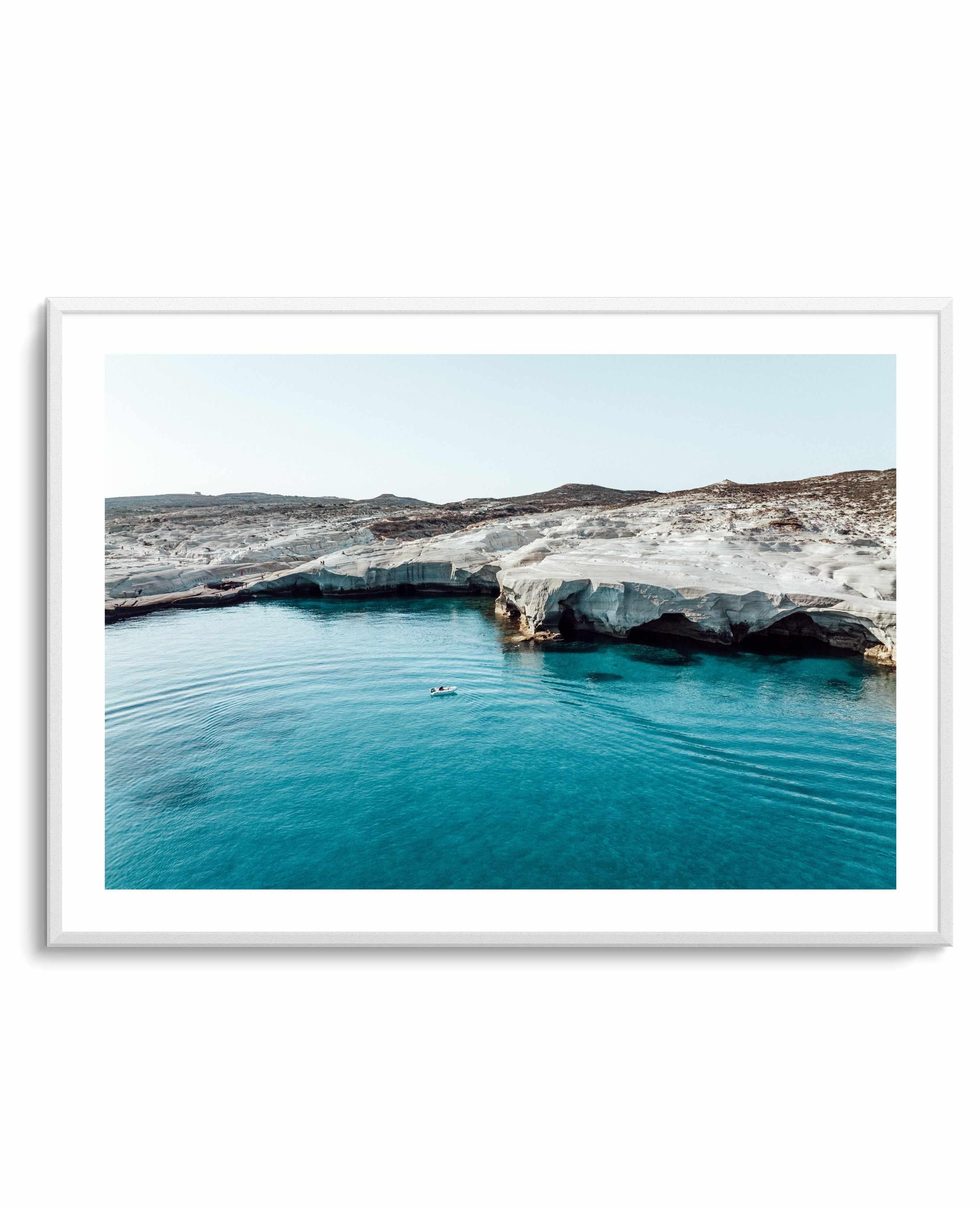 Sarakiniko Boating, Milos LS by Michael Geercke | Art Print from Olive et Oriel where you can shop wallpaper and artworks online