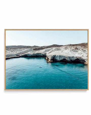 Sarakiniko Boating, Milos LS by Michael Geercke | Framed Canvas Art Print from Olive et Oriel where you can shop wallpaper and artworks online