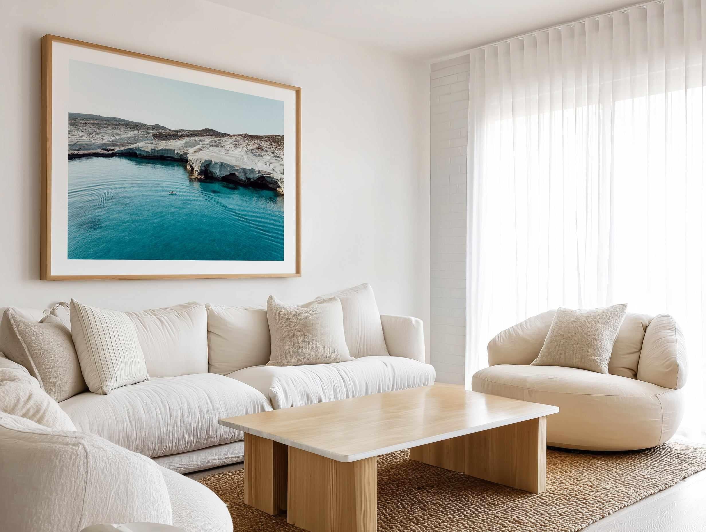 Sarakiniko Boating, Milos LS by Michael Geercke | Art Print from Olive et Oriel where you can shop wallpaper and artworks online