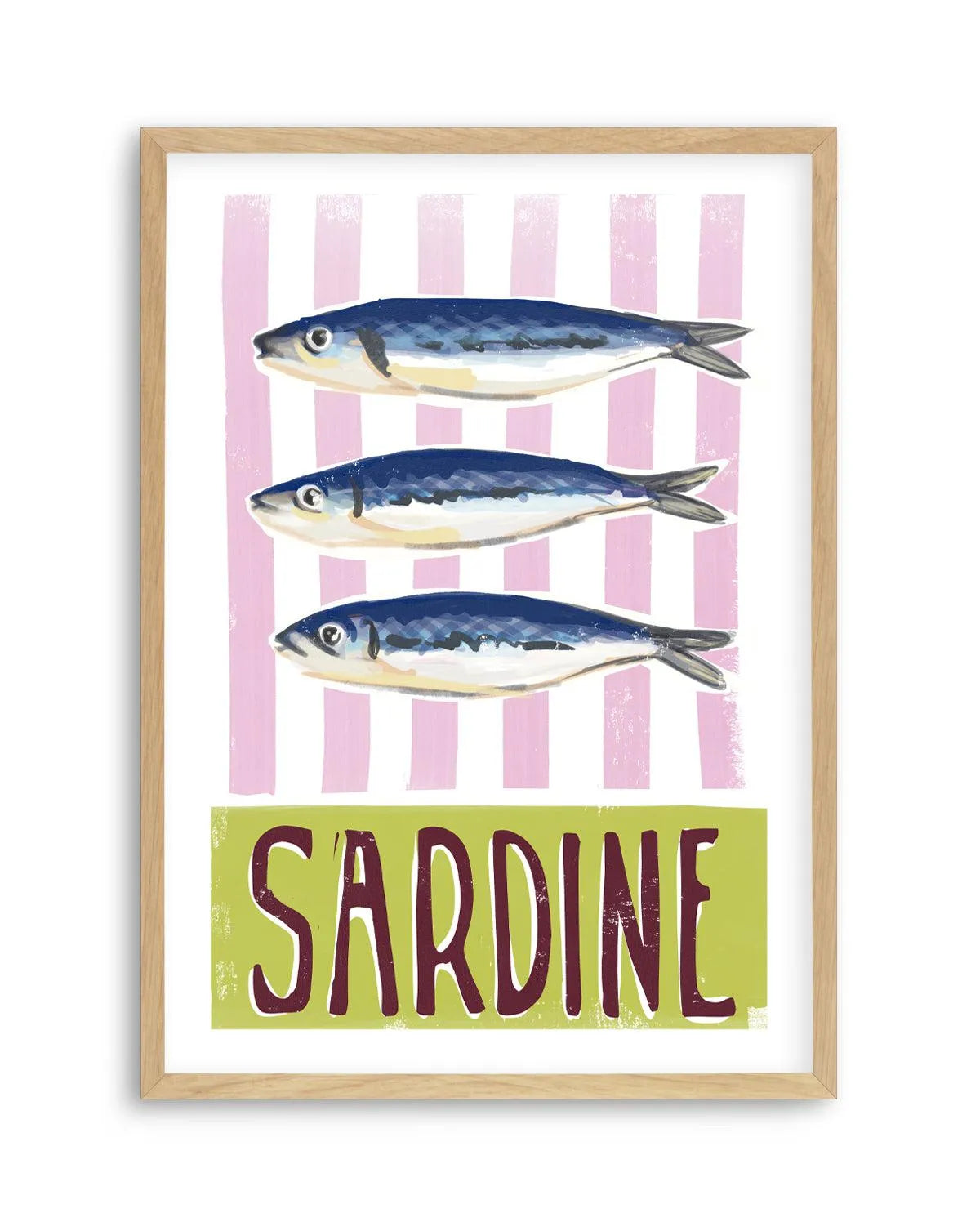 Sardine Art Print-PRINT-Olive et Oriel-Olive et Oriel-A5 | 5.8" x 8.3" | 14.8 x 21cm-Oak-With White Border-Buy-Australian-Art-Prints-Online-with-Olive-et-Oriel-Your-Artwork-Specialists-Austrailia-Decorate-With-Coastal-Photo-Wall-Art-Prints-From-Our-Beach-House-Artwork-Collection-Fine-Poster-and-Framed-Artwork