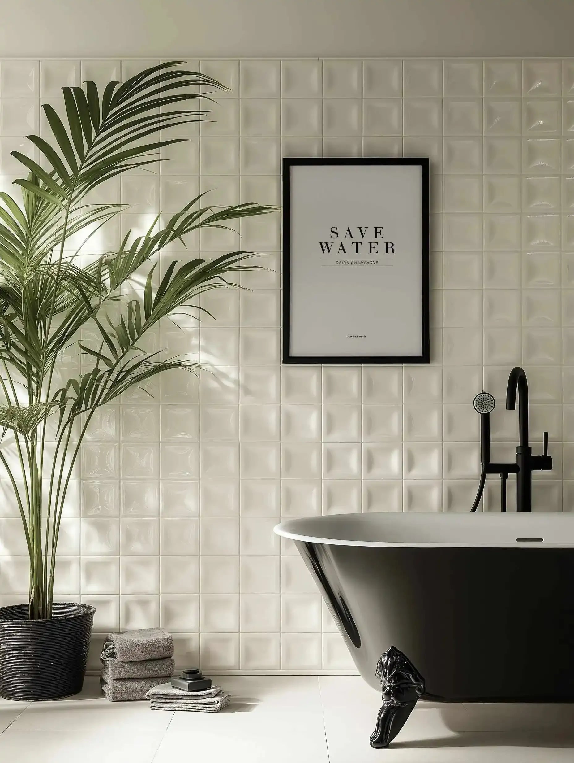 Save Water, Drink Champagne Art Print from Olive et Oriel where you can shop wallpaper and artworks online