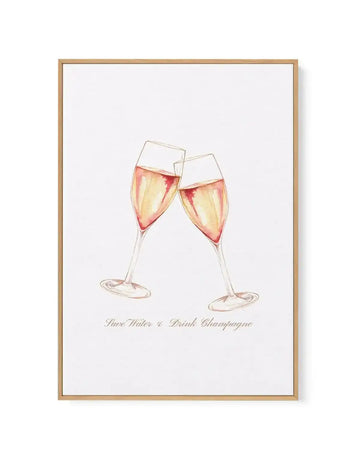 Save Water, Drink Champagne | Framed Canvas-CANVAS-You can shop wall art online with Olive et Oriel for everything from abstract art to fun kids wall art. Our beautiful modern art prints and canvas art are available from large canvas prints to wall art paintings and our proudly Australian artwork collection offers only the highest quality framed large wall art and canvas art Australia - You can buy fashion photography prints or Hampton print posters and paintings on canvas from Olive et Oriel an