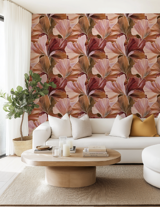 Ginkgo in Deep Pink Wallpaper