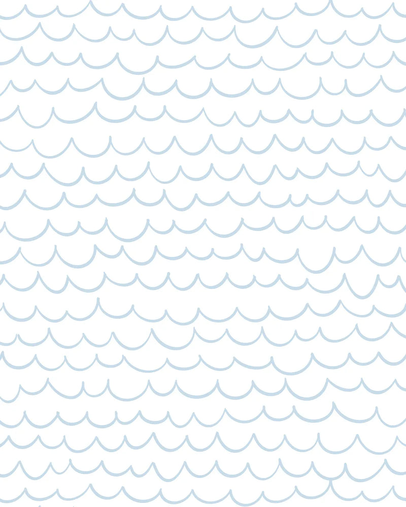 Scalloped Waves in Soft Blue Wallpaper from Olive et Oriel where you can shop wallpaper and artworks online