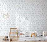 Scalloped Waves in Soft Blue Wallpaper