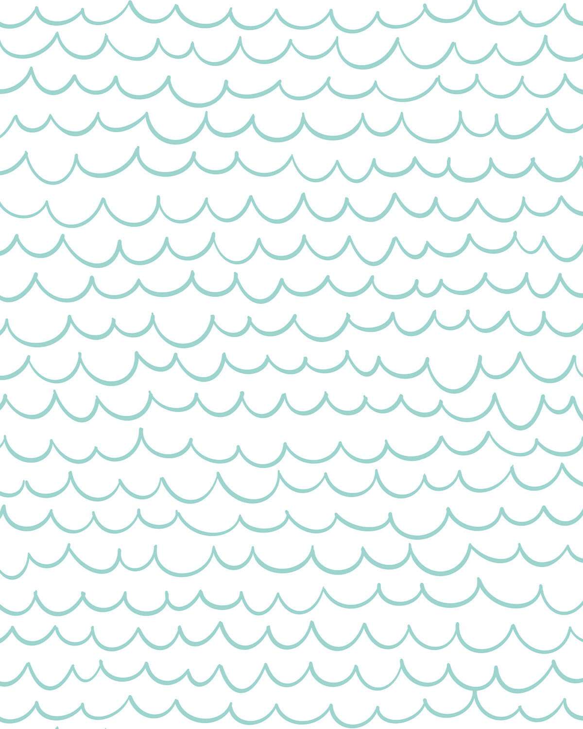 Scalloped Waves in Teal Wallpaper