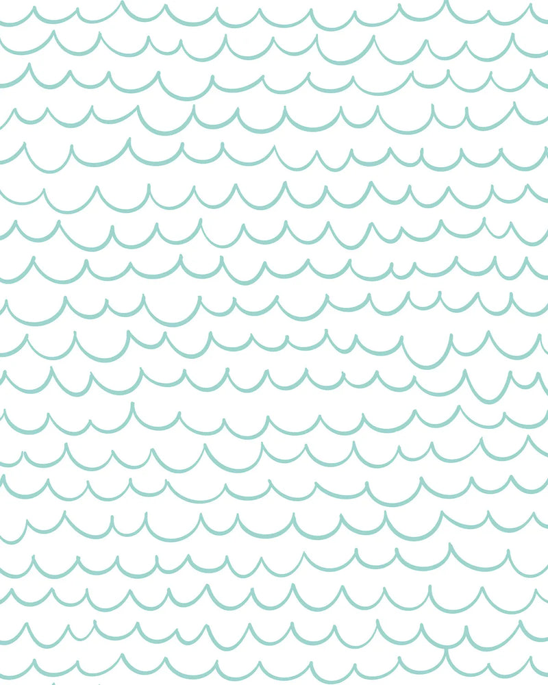 Scalloped Waves in Teal Wallpaper from Olive et Oriel where you can shop wallpaper and artworks online