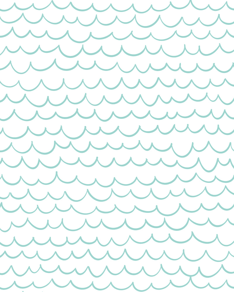 Scalloped Waves in Teal Wallpaper