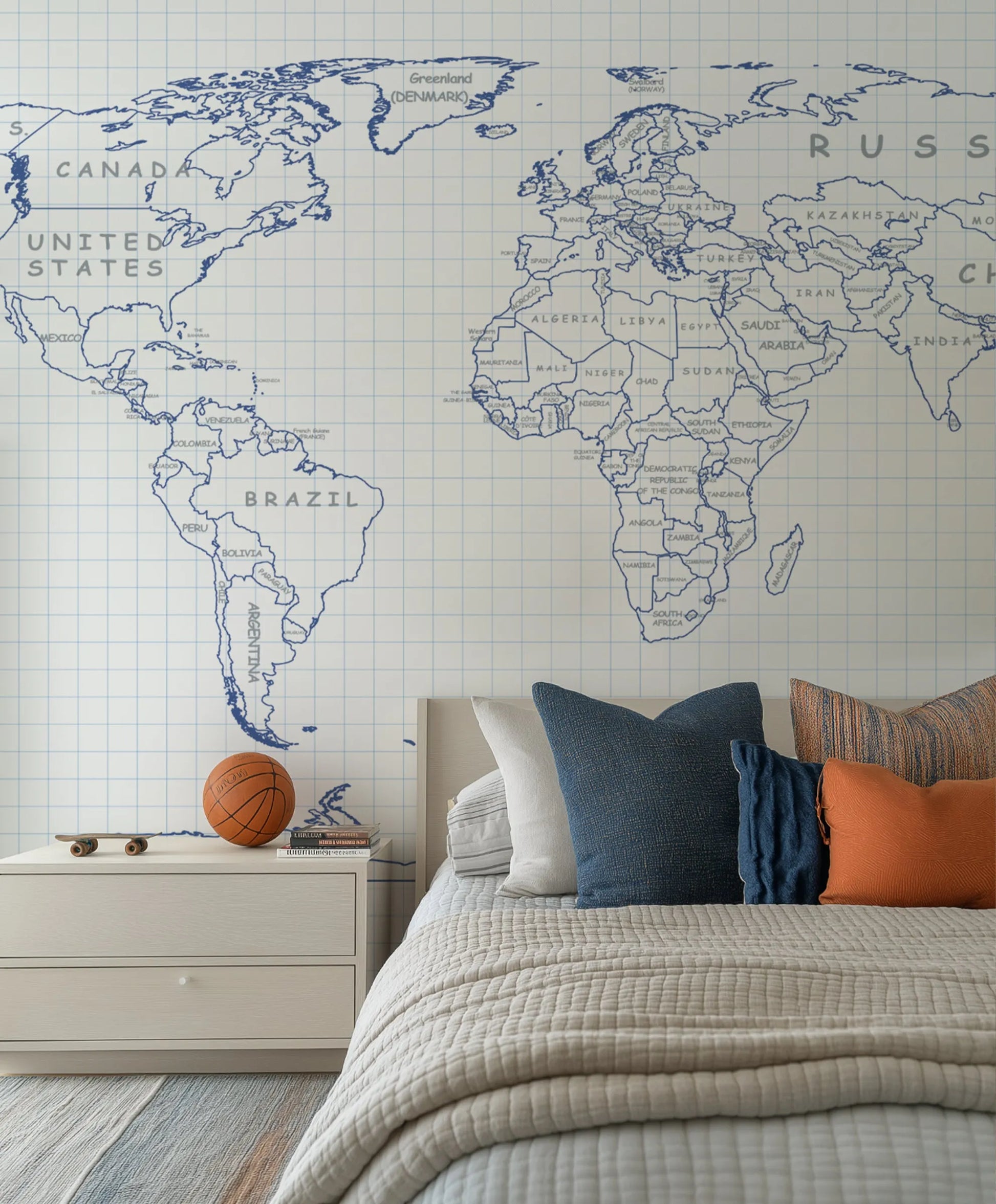 School Book Map Wallpaper Mural from Olive et Oriel where you can shop wallpaper and artworks online