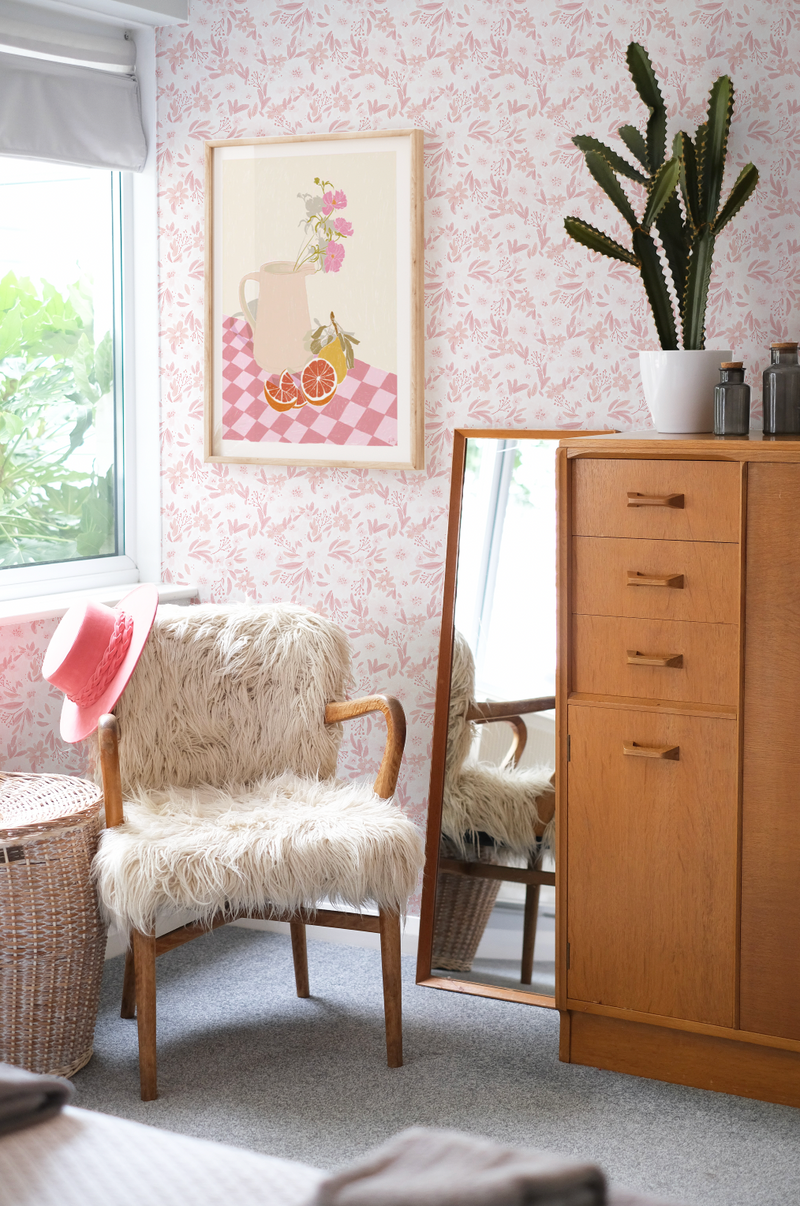 Garden Dreaming Pink Wallpaper from Olive et Oriel where you can shop wallpaper and artworks online