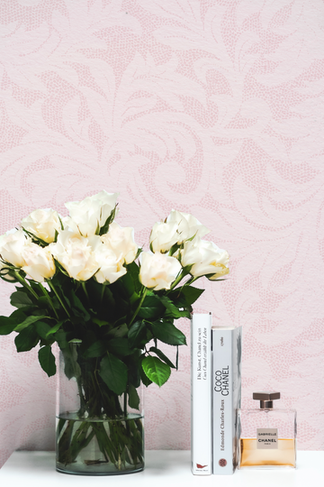 Provence Pink Wallpaper from Olive et Oriel where you can shop wallpaper and artworks online