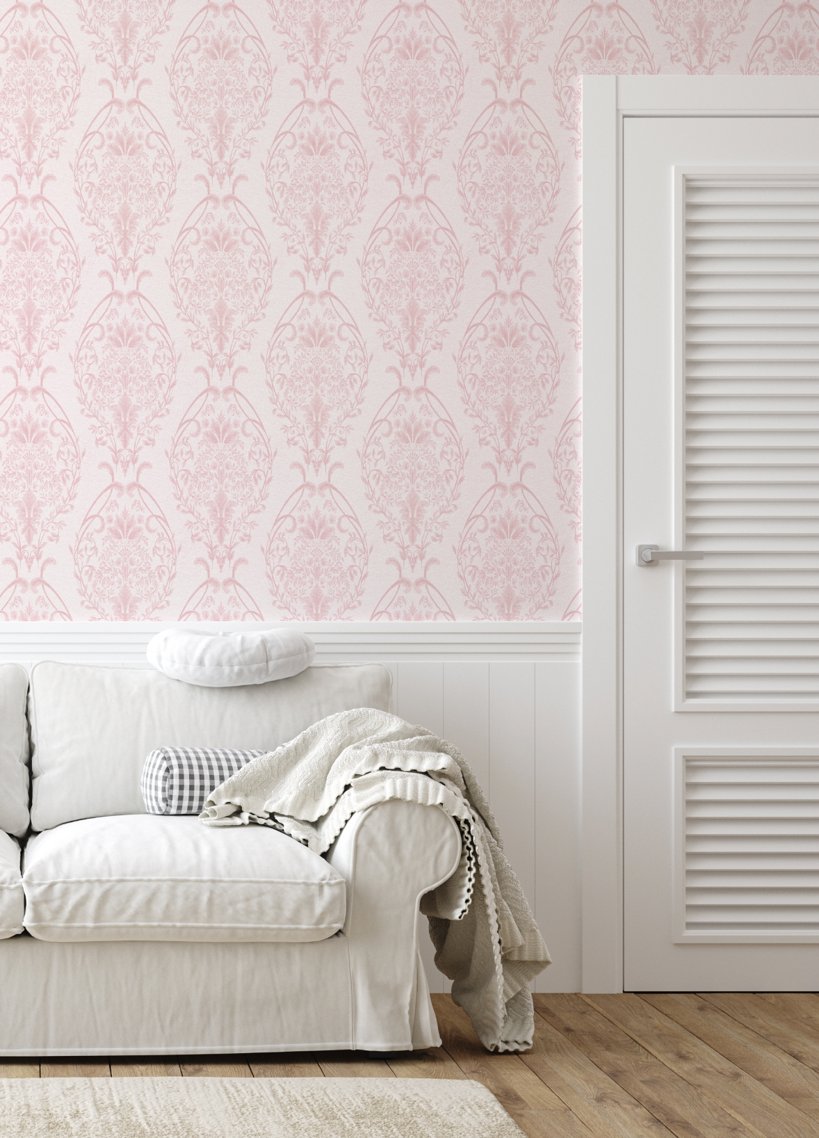 Luxe Damask Pink Wallpaper