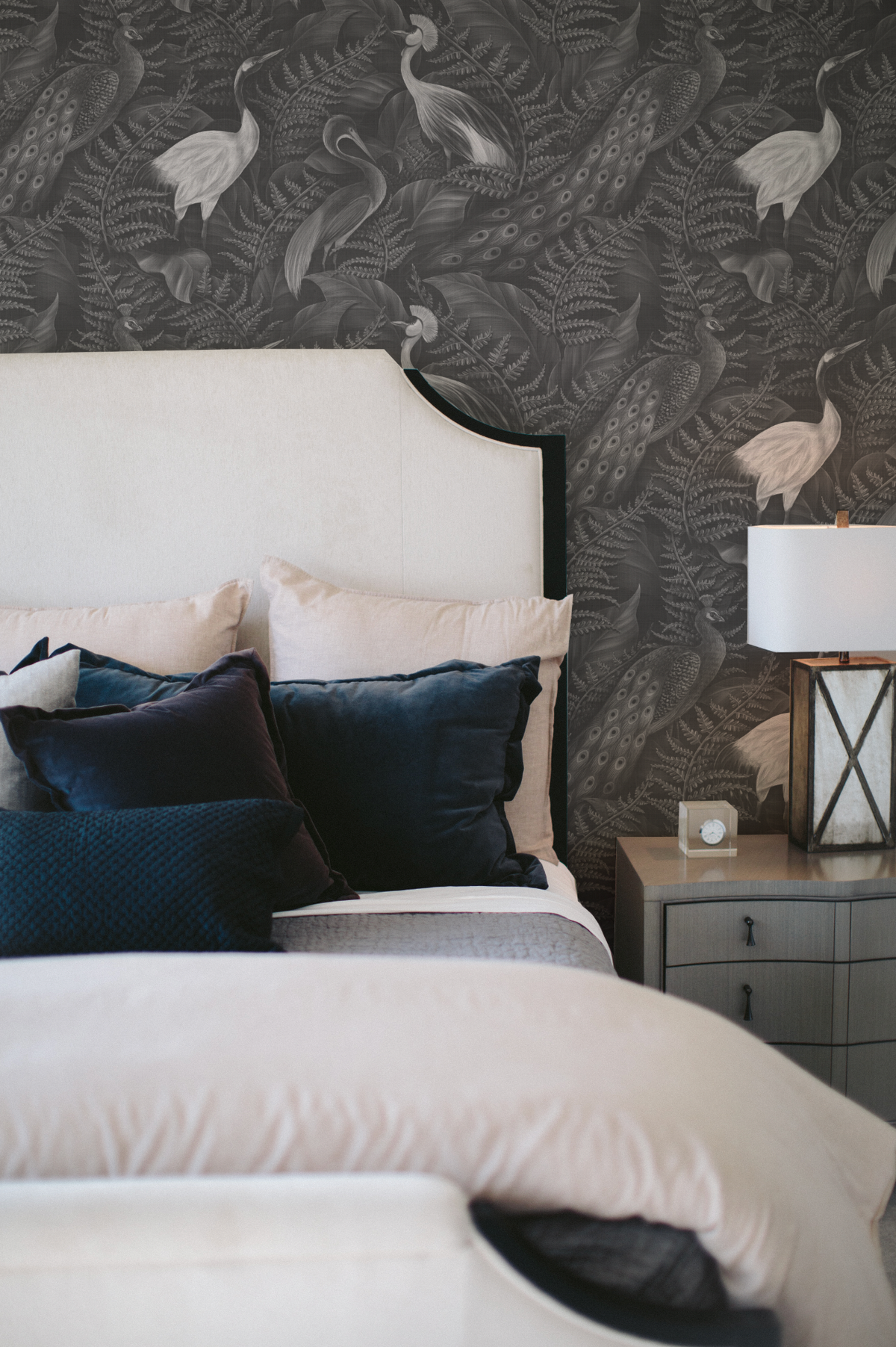 Birds Of The Tropics Black & White Wallpaper from Olive et Oriel where you can shop wallpaper and artworks online