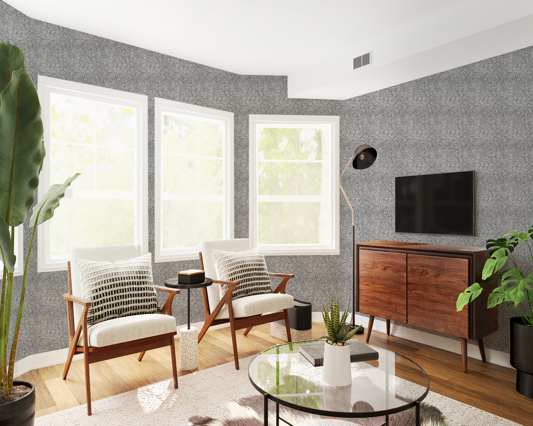 Luxe Foliage Black & White Wallpaper from Olive et Oriel where you can shop wallpaper and artworks online