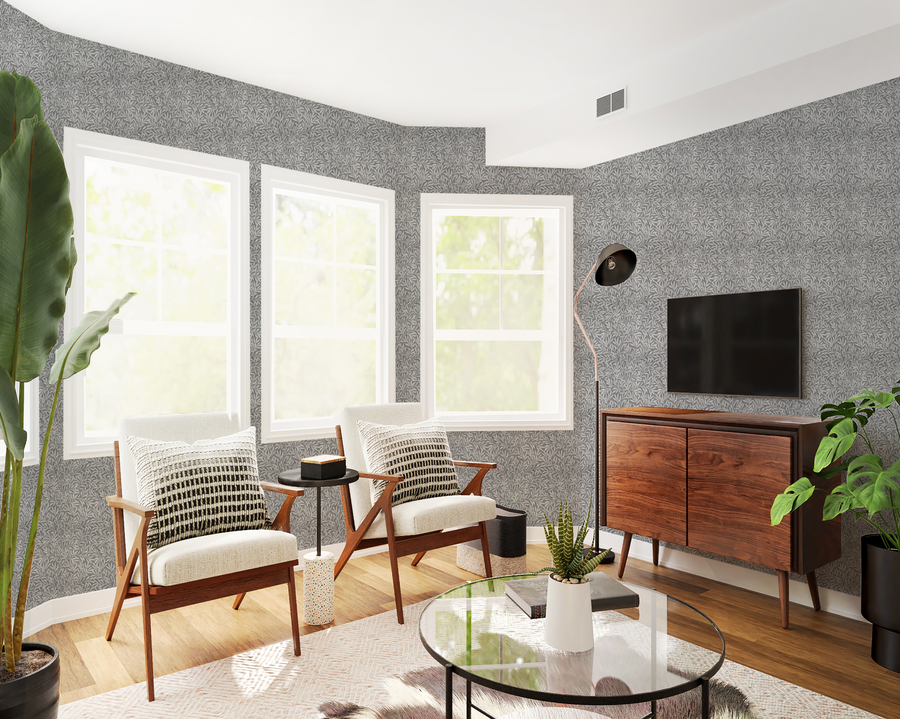 Luxe Foliage Black & White Wallpaper from Olive et Oriel where you can shop wallpaper and artworks online