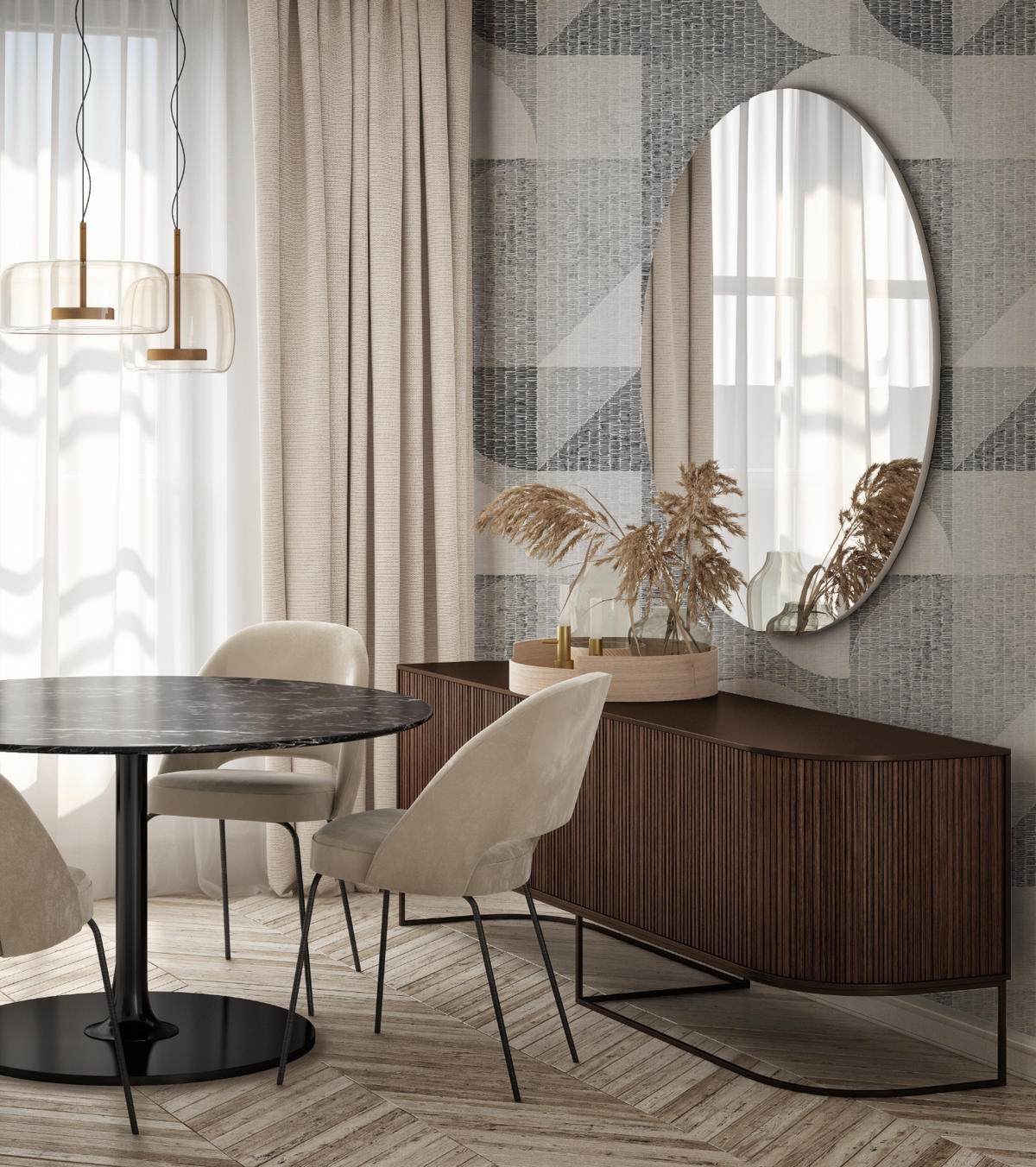 Cutting Shapes Black & White Wallpaper from Olive et Oriel where you can shop wallpaper and artworks online