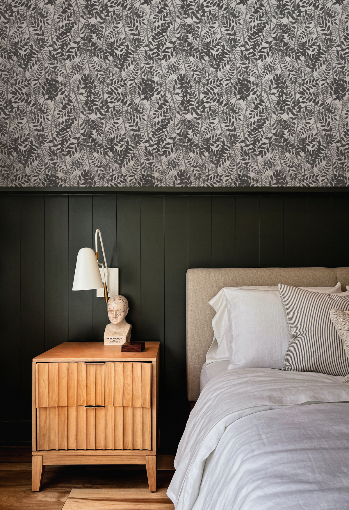 Lush Leaves Black & White Wallpaper from Olive et Oriel where you can shop wallpaper and artworks online