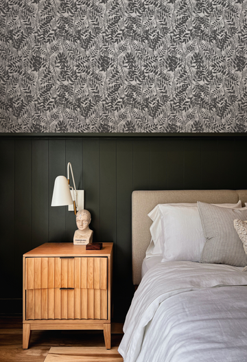 Lush Leaves Black & White Wallpaper from Olive et Oriel where you can shop wallpaper and artworks online
