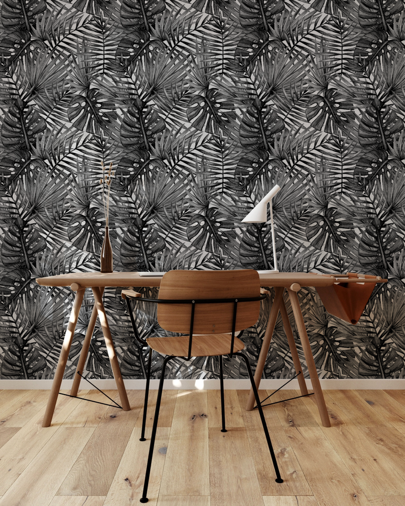 Palm Canopy Black & White Wallpaper from Olive et Oriel where you can shop wallpaper and artworks online