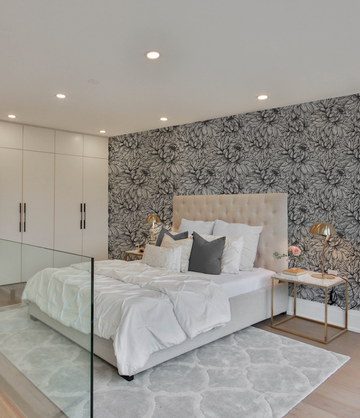 Chrysanthemum Flower Black & White Wallpaper from Olive et Oriel where you can shop wallpaper and artworks online