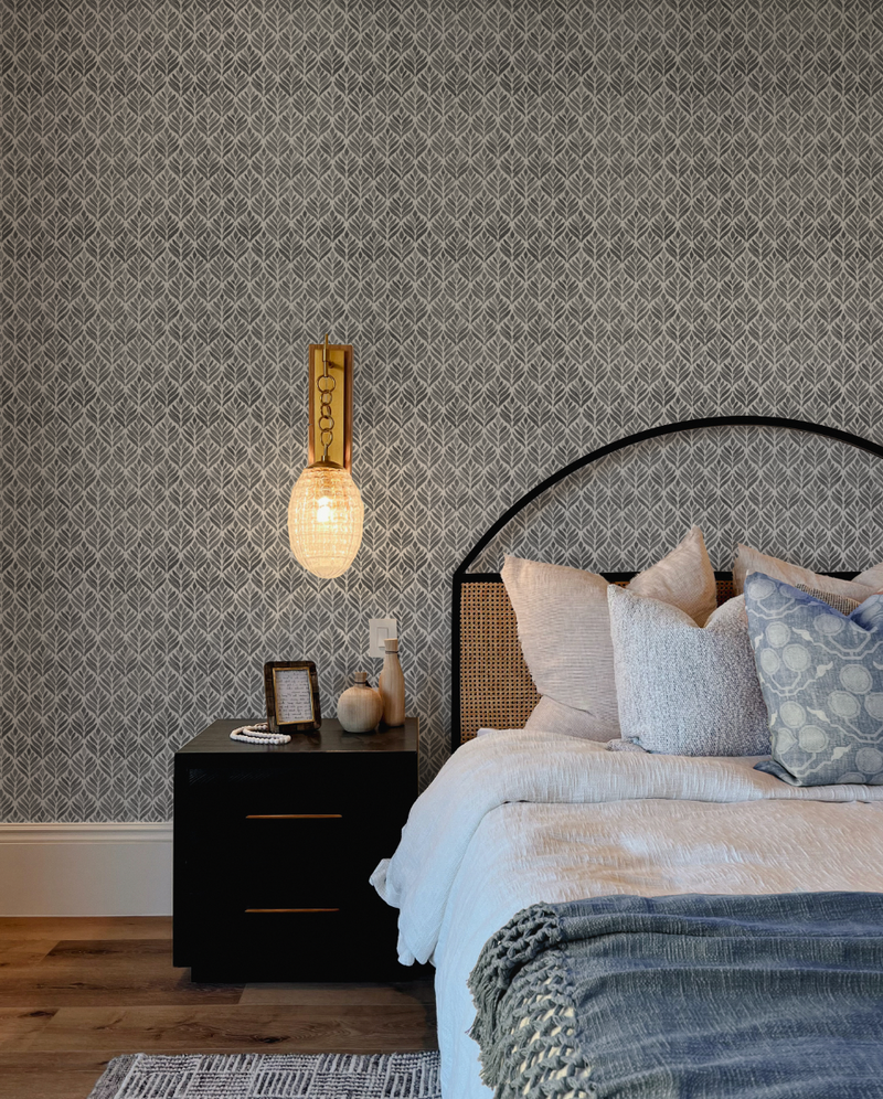 Watercolour Petal Black & White Wallpaper from Olive et Oriel where you can shop wallpaper and artworks online