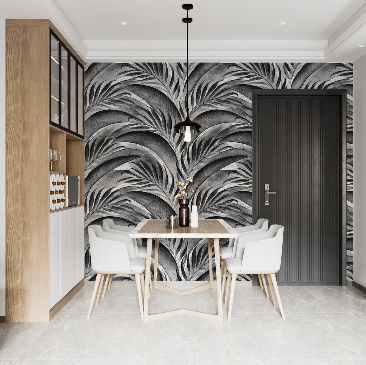 Palm City Black & White Wallpaper from Olive et Oriel where you can shop wallpaper and artworks online
