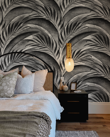 Palm City Black & White Wallpaper from Olive et Oriel where you can shop wallpaper and artworks online