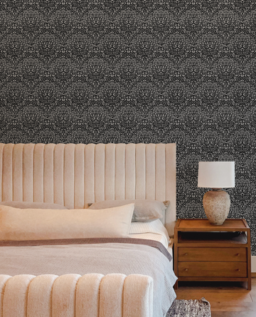 Vintage Posie Black & White Wallpaper from Olive et Oriel where you can shop wallpaper and artworks online