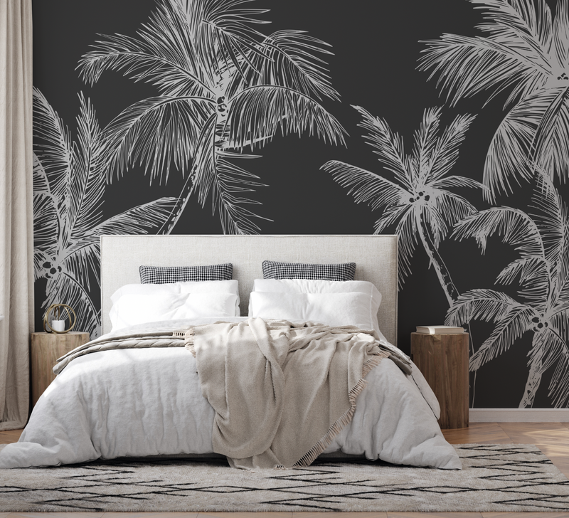 The Palms Black & White Wallpaper