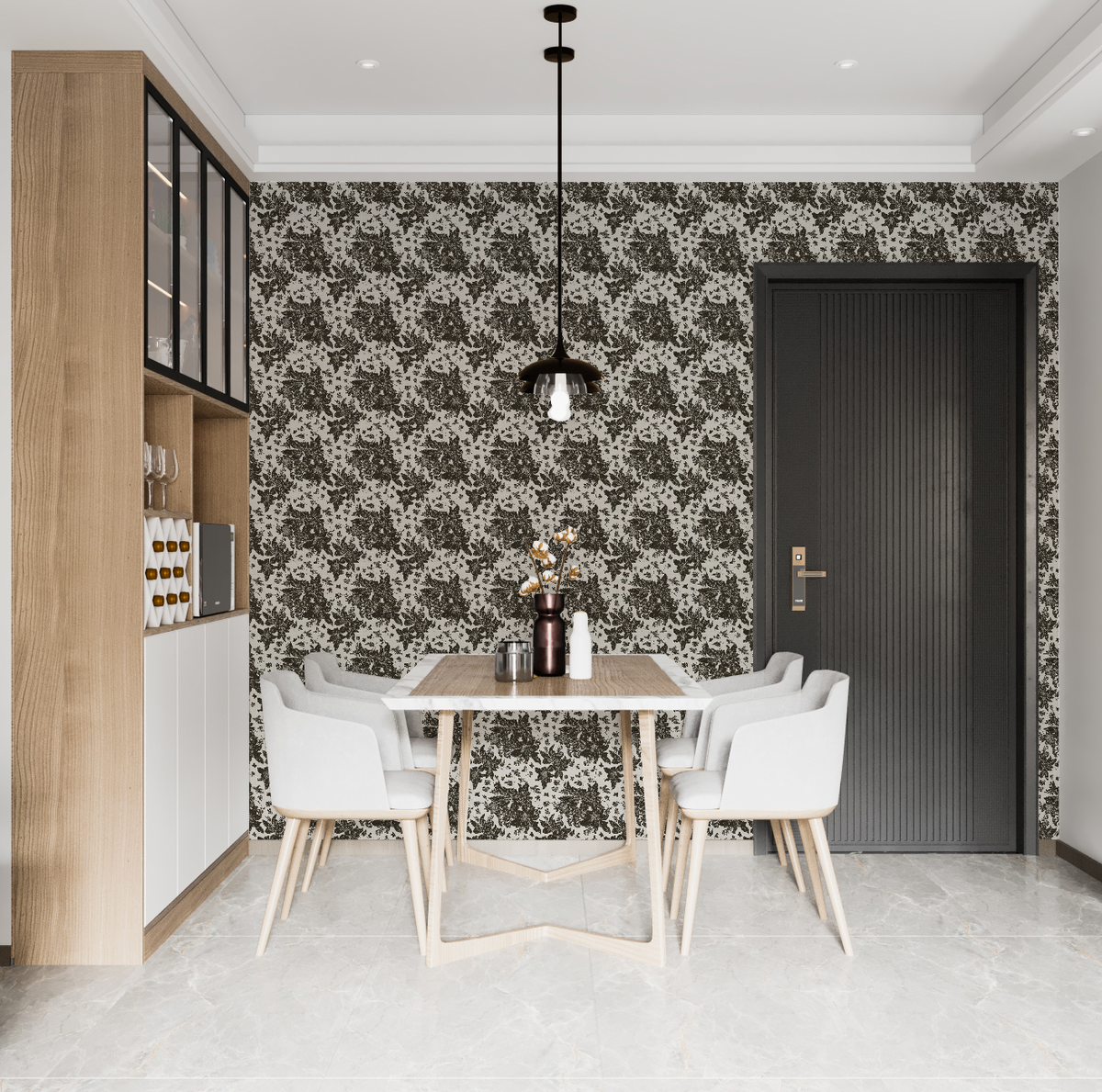 Bee's & Bloom's Black & White Wallpaper from Olive et Oriel where you can shop wallpaper and artworks online