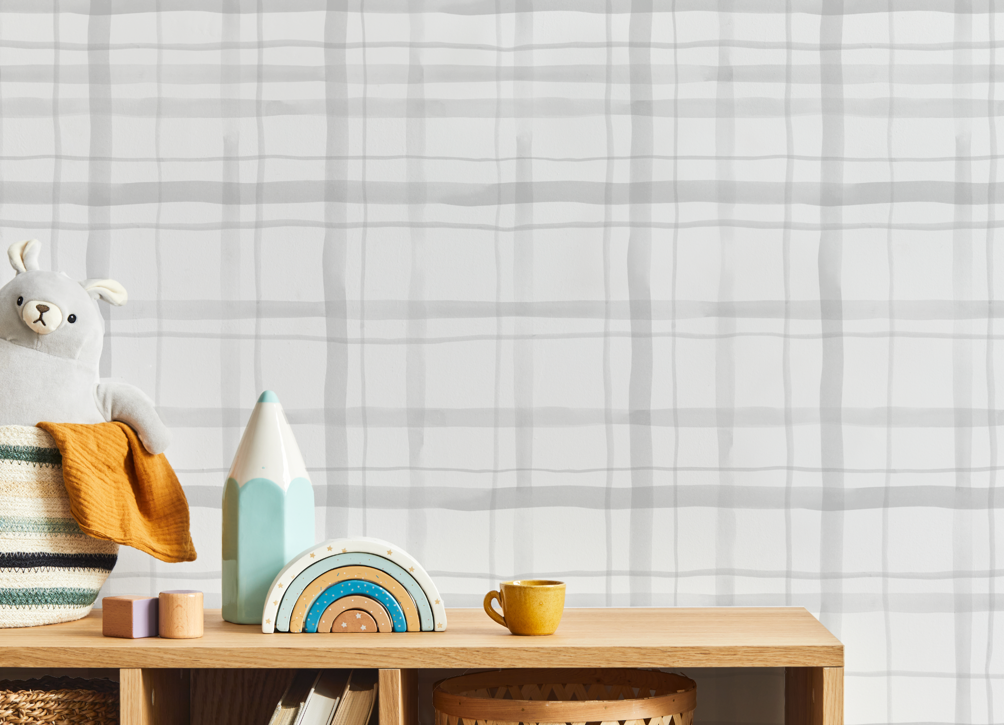 Watercolour Plaid Grey Wallpaper