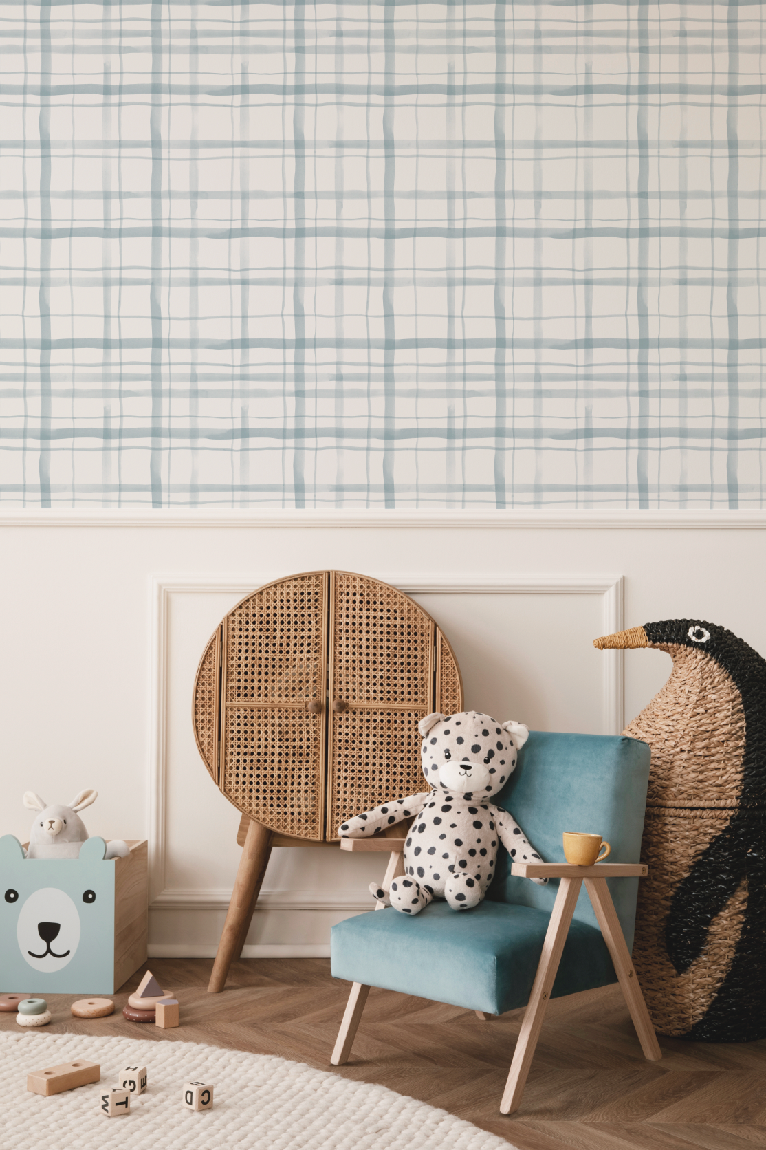 Watercolour Plaid Blue Wallpaper