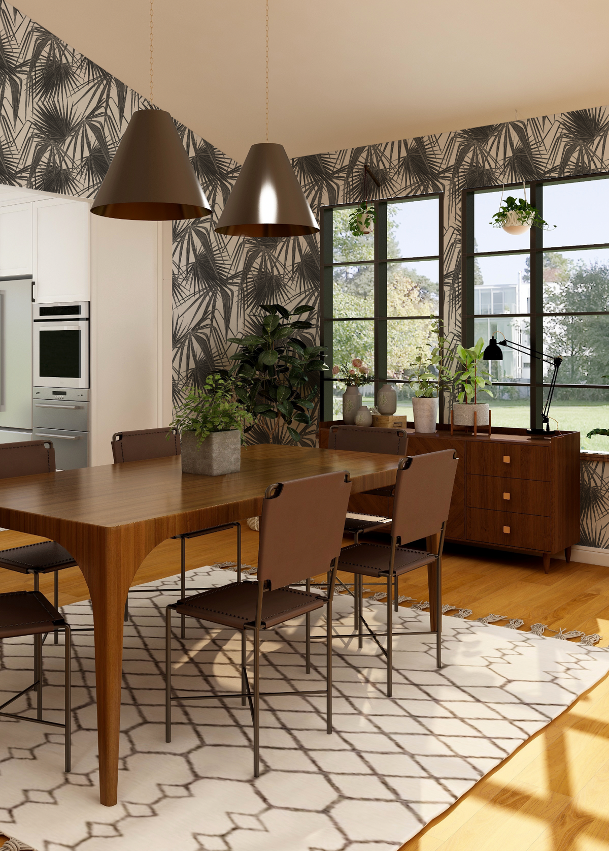 Paradiso Palm Black & White Wallpaper from Olive et Oriel where you can shop wallpaper and artworks online