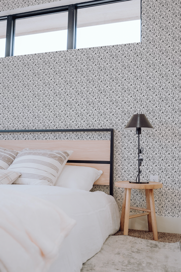 Ink Stamp Black & White Wallpaper from Olive et Oriel where you can shop wallpaper and artworks online