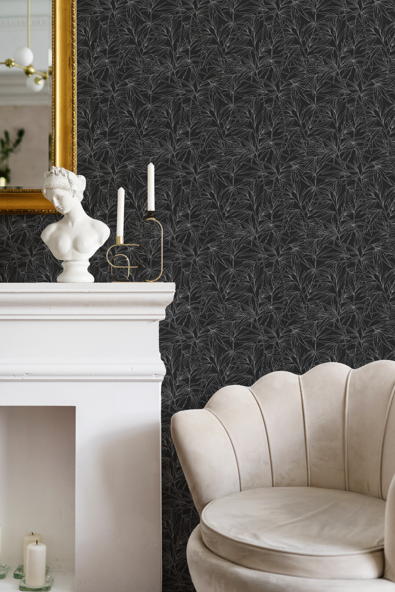 Bamboo Luxe Black & White Wallpaper